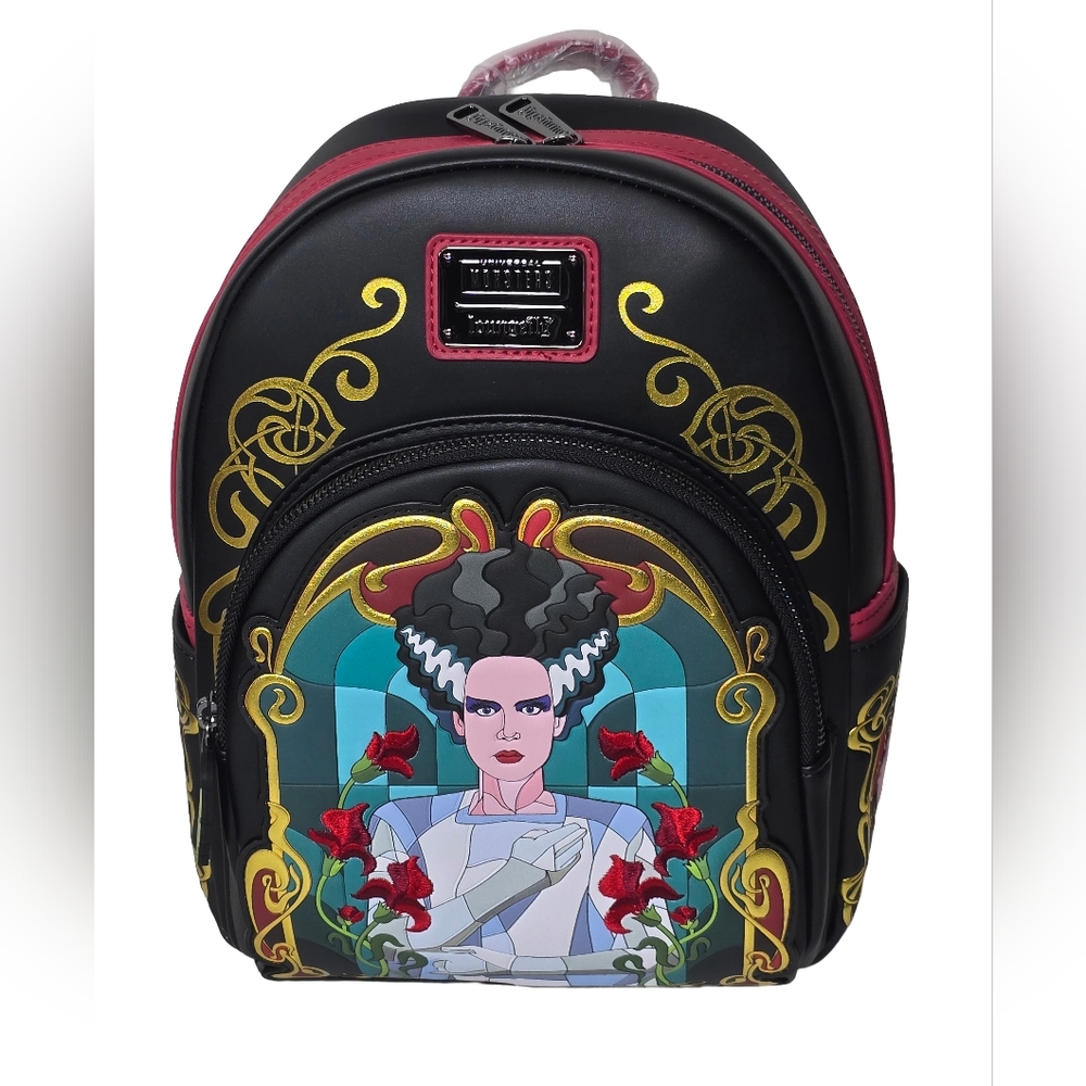 Loungefly Bride of Frankenstein Stained Glass Mini Backpack NWT